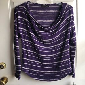 NWT Apt 9 women’s silver glitter tinsel accented purple striped sweater size M